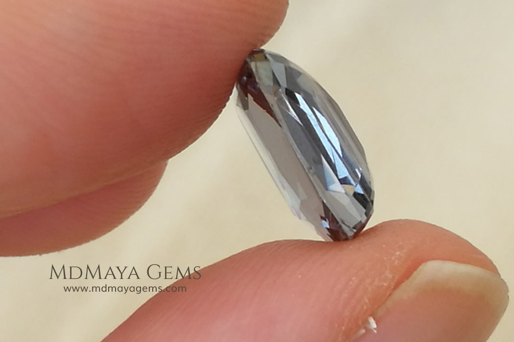 Silver Grey Mogok Spinel Gemstone Cushion Cut 4.30 ct