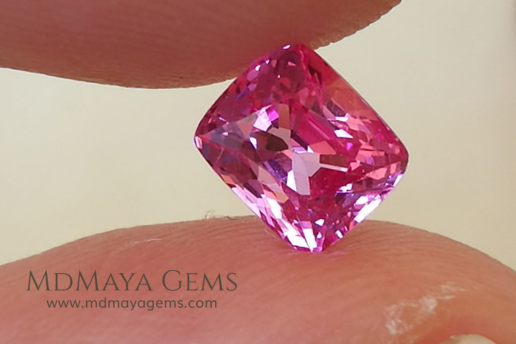 Neon Pink Burmese Spinel Cushion Cut 1.08 ct