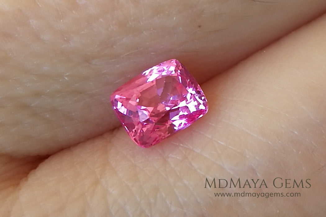 Neon Pink Burmese Spinel Cushion Cut 1.08 ct
