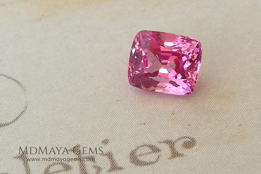 Neon Pink Burmese Spinel Cushion Cut 1.08 ct