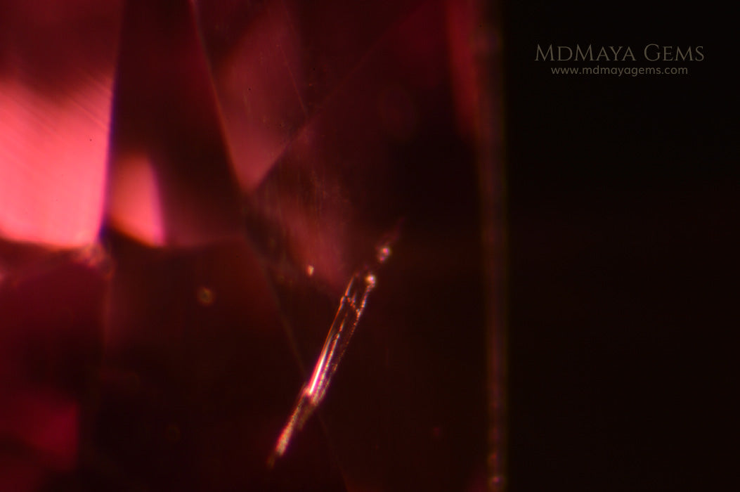 Inclusions in Neon Pink Burmese Spinel Cushion Cut 1.08 ct