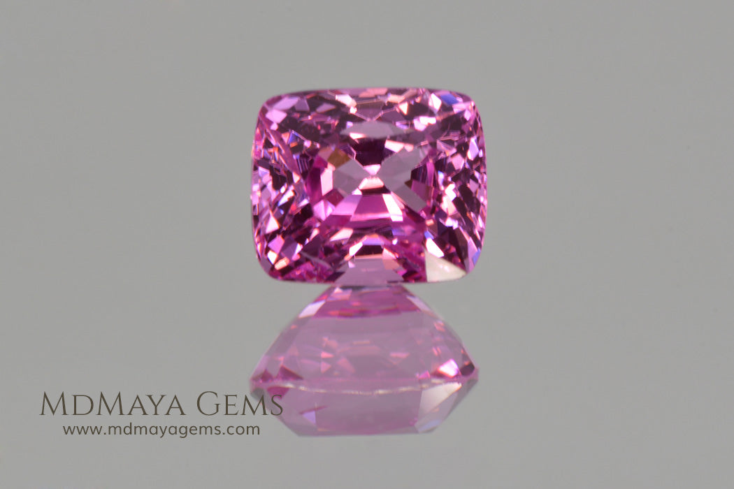 Neon Pink Burmese Spinel Cushion Cut 1.08 ct