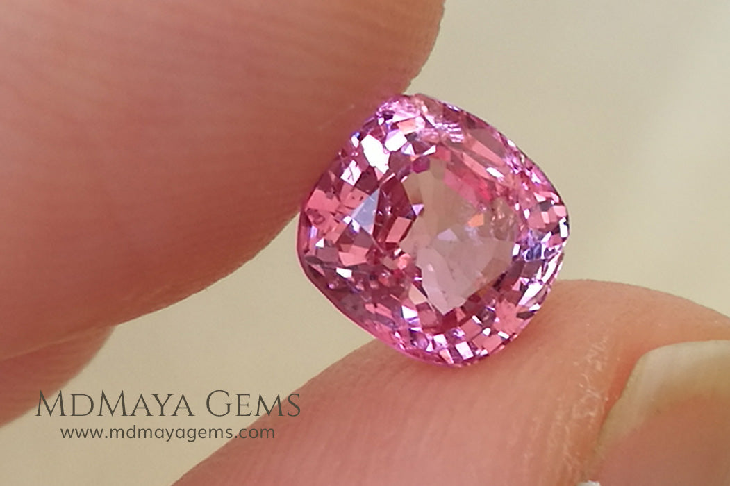 Hot Pink Mogok Spinel Cushion Cut 1.40 ct