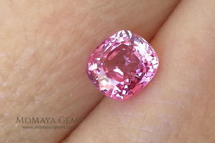 Hot Pink Mogok Spinel Cushion Cut 1.40 ct