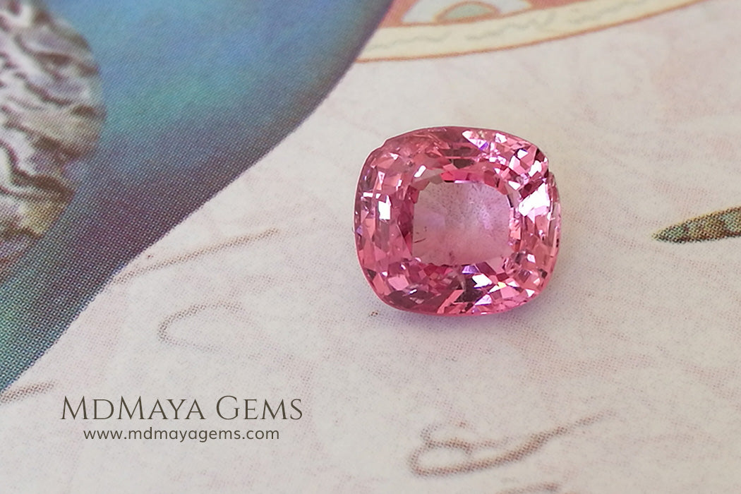 Hot Pink Mogok Spinel Cushion Cut 1.40 ct