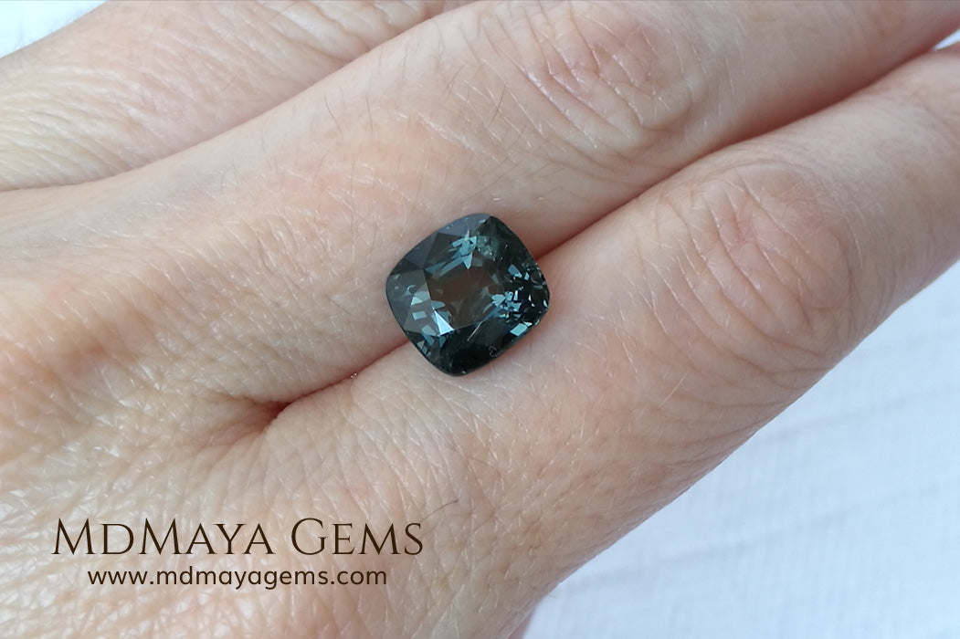 Magnificent Greyish Blue Spinel Cushion Cut 4.80 ct under daylight 