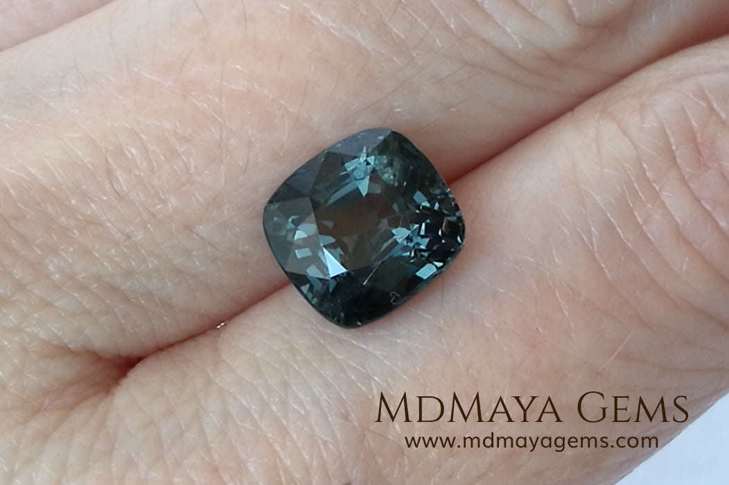 Magnificent Greyish Blue Spinel Cushion Cut 4.80 ct under daylight 