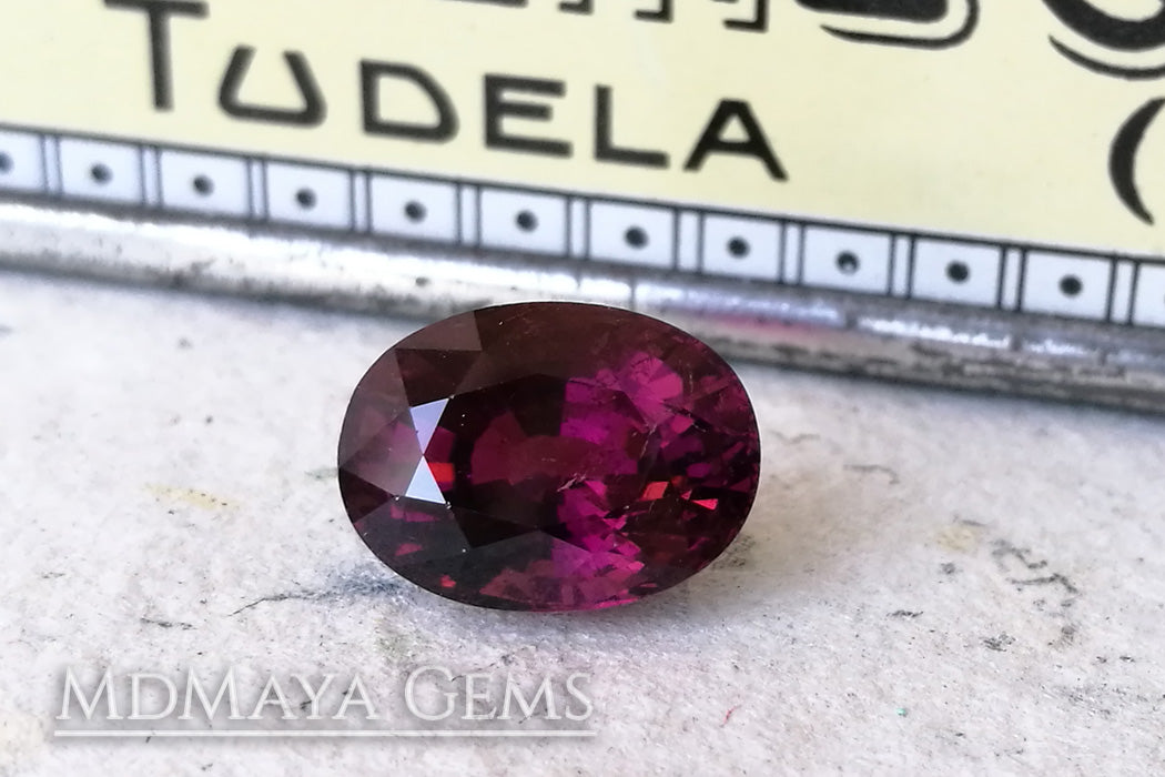 Dark Reddish Purple Tourmaline. Oval Cut. 5.51ct.