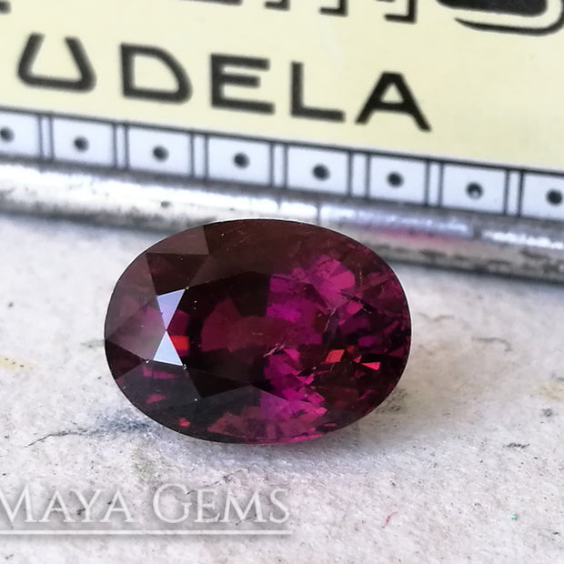 Dark Reddish Purple Tourmaline. Oval Cut. 5.51ct.