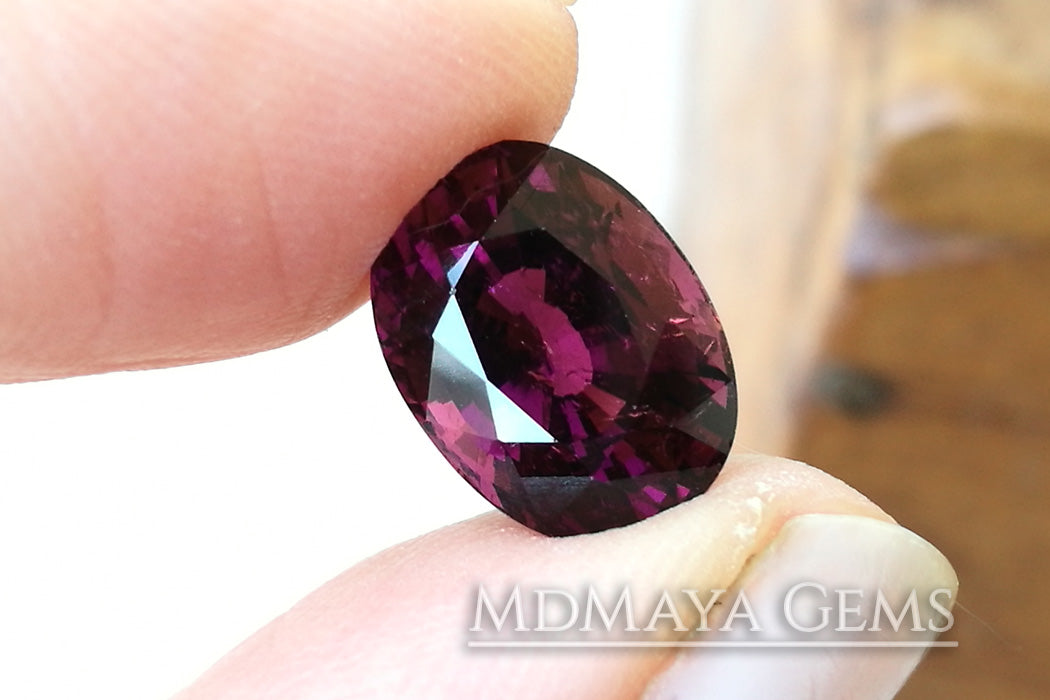 Dark Reddish Purple Tourmaline. Oval Cut. 5.51ct.