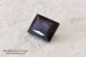  Beautiful Dark Purple Spinel from Sri Lanka. Rectangle cut. 1.80 ct. A natural and untreated gemstone for your personalized jewelry at an affordable price.   Regarding the color, I would like to make a precision, the violet color has a bluish component and the purple has a reddish one. This gem, depending on how the light falls on it, looks purple or violet.