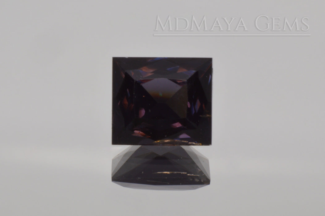Dark Violet Spinel Gemstone from Sri Lanka Rectangle Cut 2.30 ct
