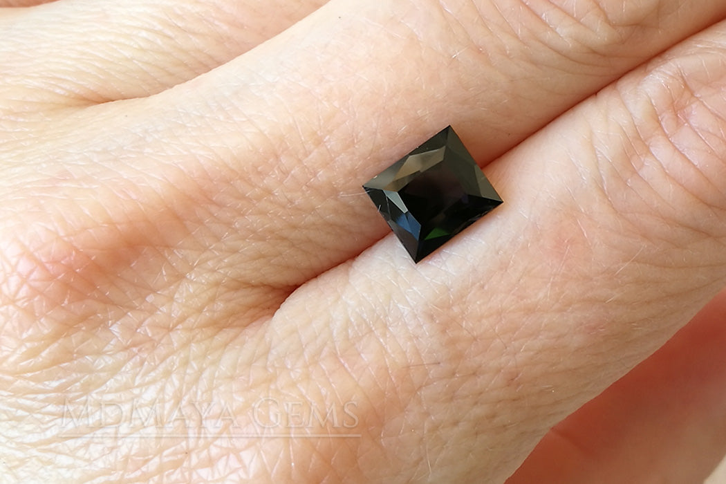 Dark Violet Spinel Gemstone from Sri Lanka Rectangle Cut 2.30 ct