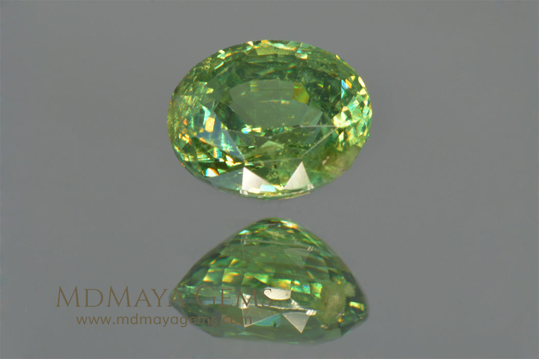 Vivid Green Demantoid Garnet Oval Cut 1.30 ct