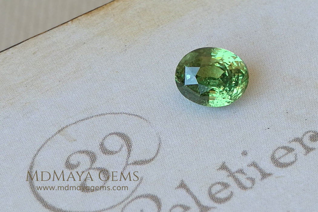 Vivid Green Demantoid Garnet Oval Cut 1.30 ct