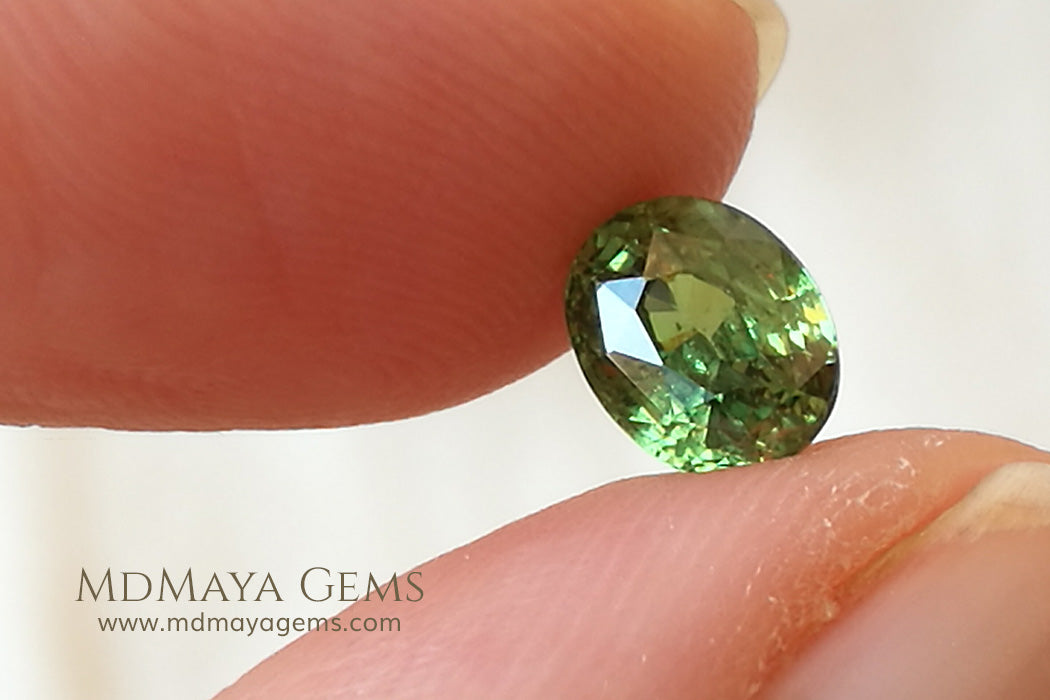 Vivid Green Demantoid Garnet Oval Cut 1.30 ct