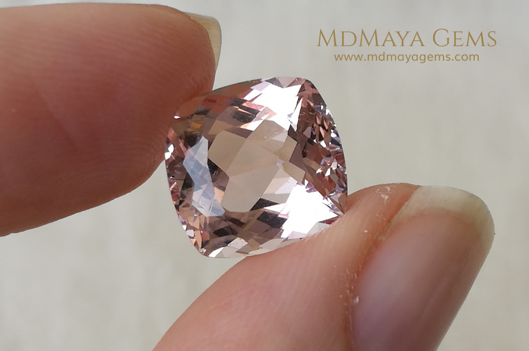 Stunning Light Pink Morganite 7.14 ct Cushion Cut