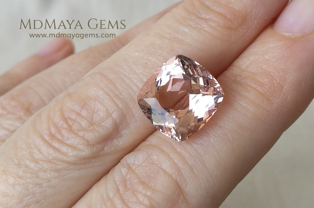 Stunning Light Pink Morganite 7.14 ct Cushion Cut