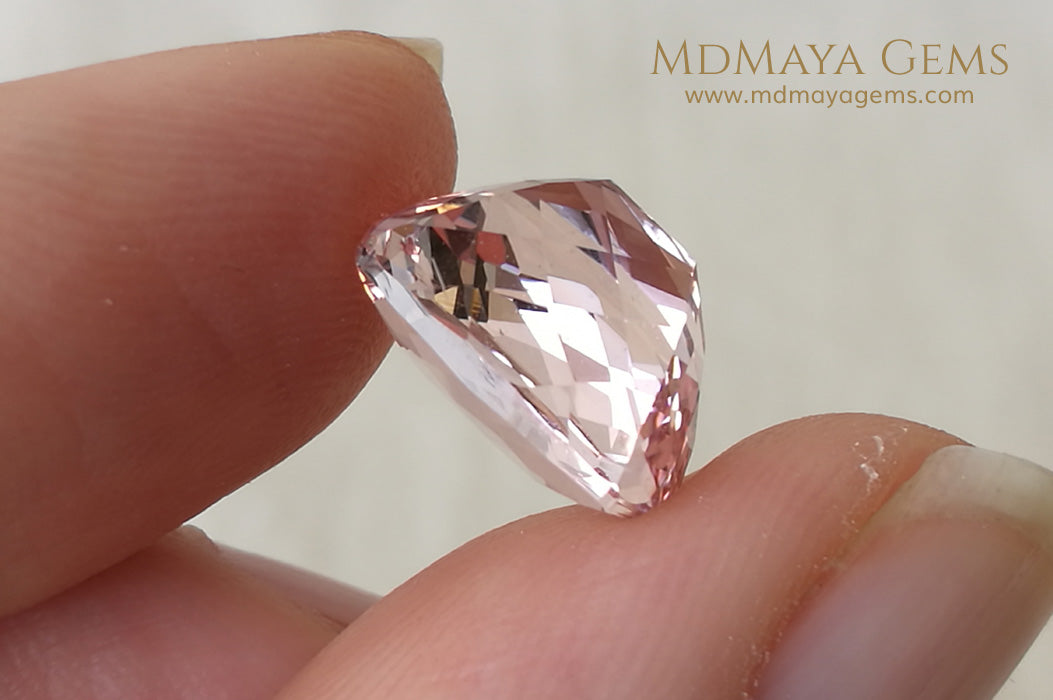Stunning Light Pink Morganite 7.14 ct Cushion Cut