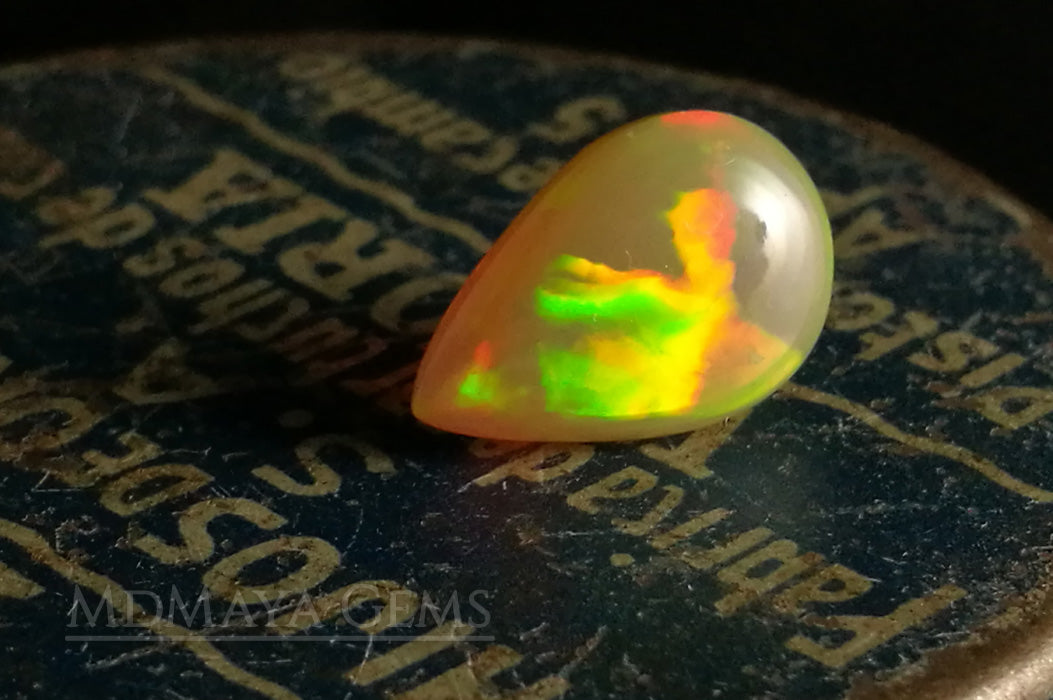 Super HoneyComb Opal from Ethiopia 4.47 ct. Pear Cabochon Cut