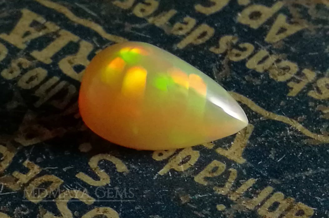 Super HoneyComb Opal from Ethiopia 4.47 ct. Pear Cabochon Cut