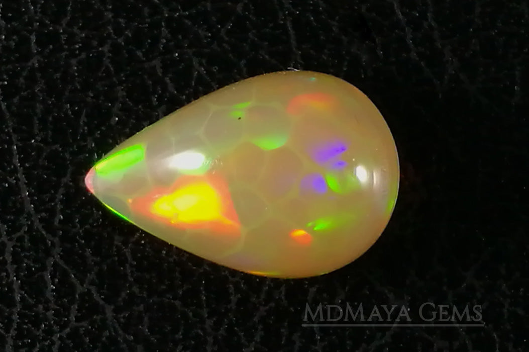 Super HoneyComb Opal from Ethiopia 4.47 ct. Pear Cabochon Cut