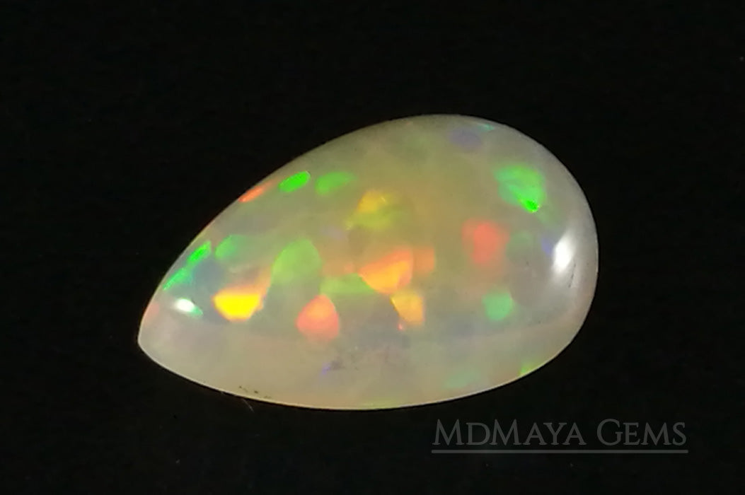 Welo Opal Gemstone 4.82 ct. Pear Cabochon Cut with honeycomb pattern 