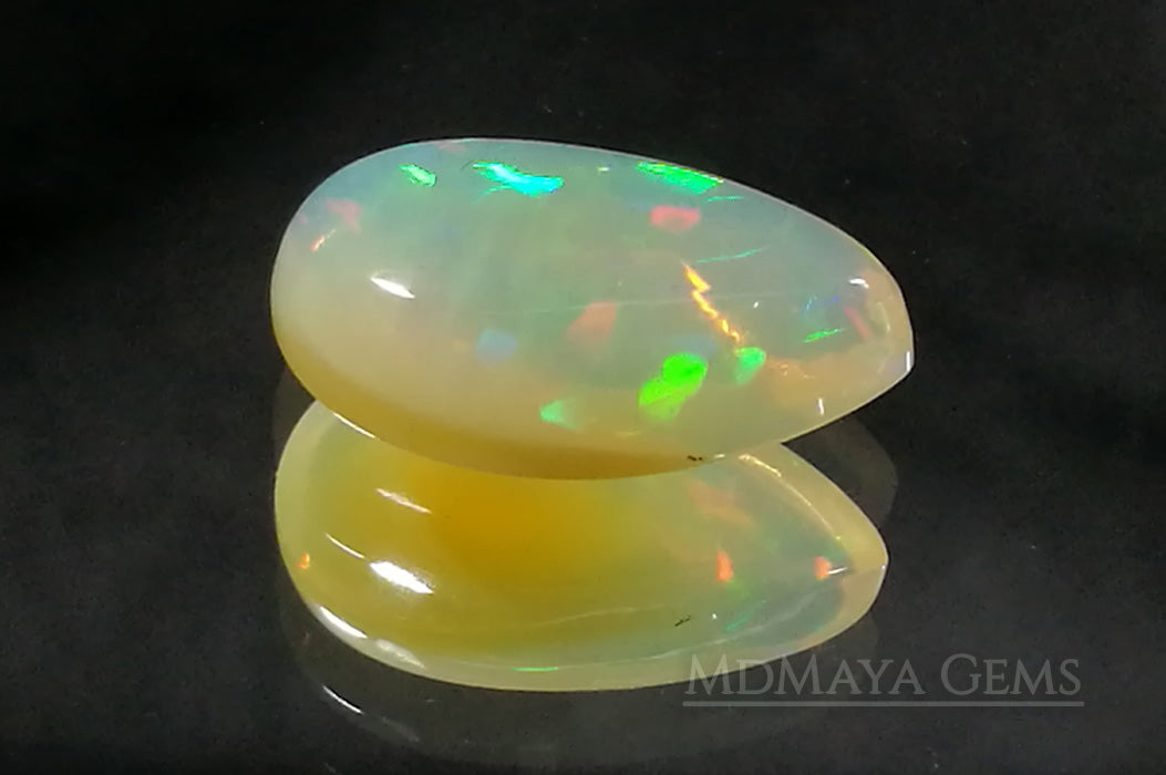 Welo Opal Gemstone 4.82 ct. Pear Cabochon Cut with honeycomb pattern 