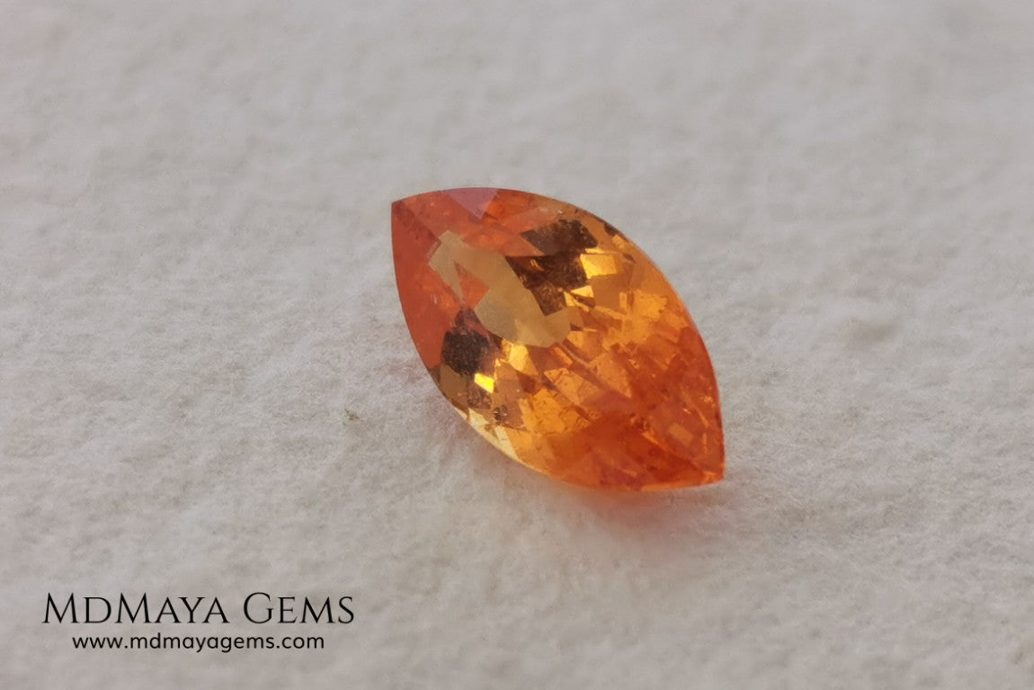 Supreme Fanta Unheated Spessartite. Beautiful Color. Marquise Cut. 1.66 ct. A Perfect Gem! This gem has an internal fire, it is pure orange, it will be superb in any piece of jewelry you can imagine.