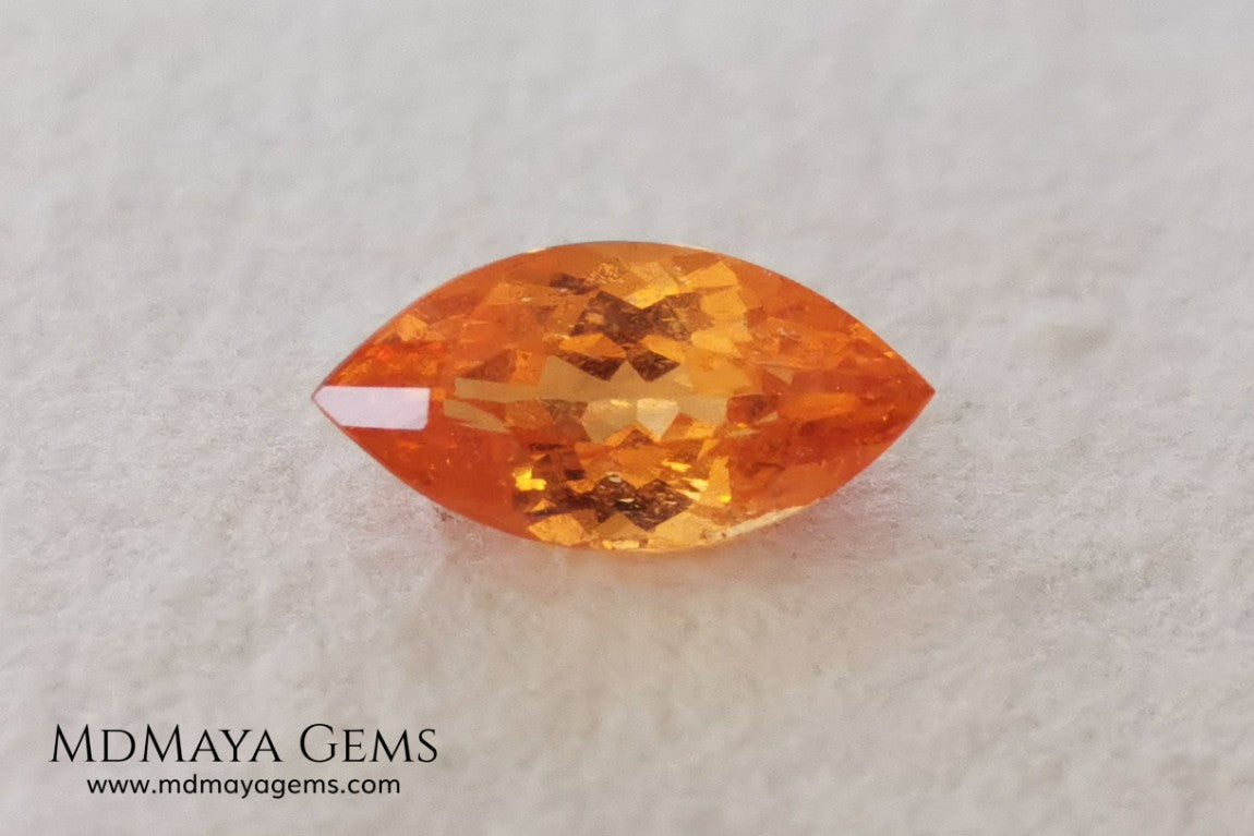 Supreme Fanta Unheated Spessartite. Beautiful Color. Marquise Cut. 1.66 ct. A Perfect Gem! This gem has an internal fire, it is pure orange, it will be superb in any piece of jewelry you can imagine.