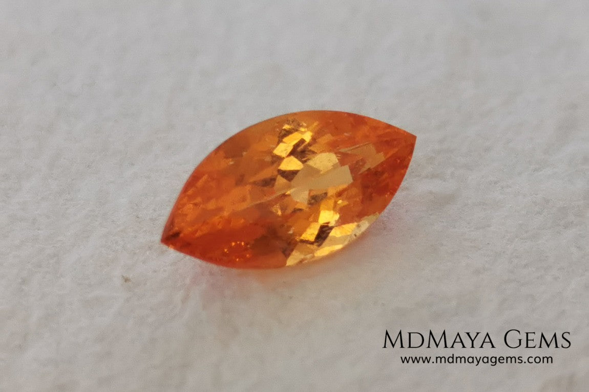 Supreme Fanta Unheated Spessartite. Beautiful Color. Marquise Cut. 1.66 ct. A Perfect Gem! This gem has an internal fire, it is pure orange, it will be superb in any piece of jewelry you can imagine.