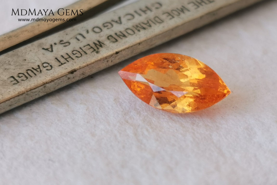 Supreme Fanta Unheated Spessartite. Beautiful Color. Marquise Cut. 1.66 ct. A Perfect Gem! This gem has an internal fire, it is pure orange, it will be superb in any piece of jewelry you can imagine.