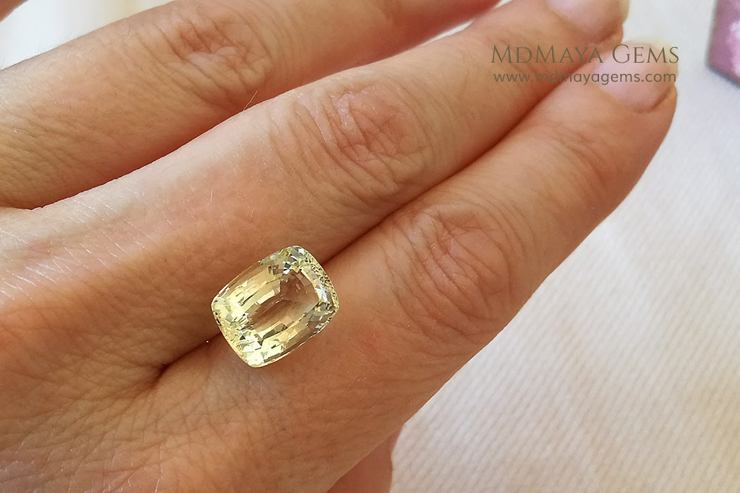 Untreated Light Yellow Heliodor Golden Beryl Cushion Cut 4.79 ct