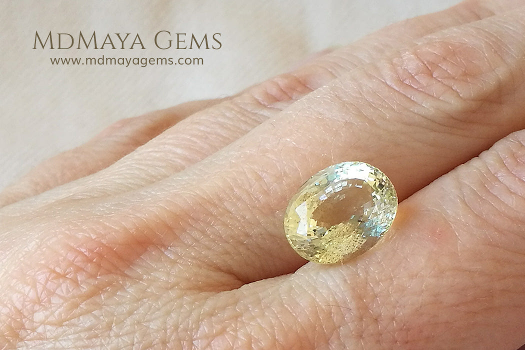 Greenish Yellow Heliodor Gemstone Oval cut 5.53 ct under daylight