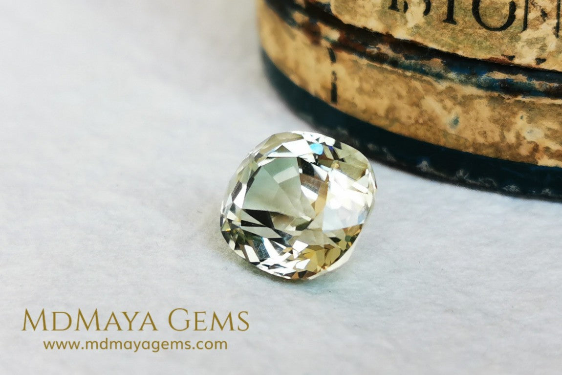 Elegant large golden tourmaline 5.25 ct cushion cut for sale MdMaya Gems