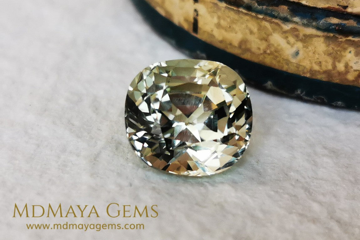 Elegant large golden tourmaline 5.25 ct cushion cut for sale MdMaya Gems