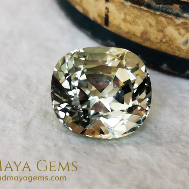 Elegant large golden tourmaline 5.25 ct cushion cut for sale MdMaya Gems