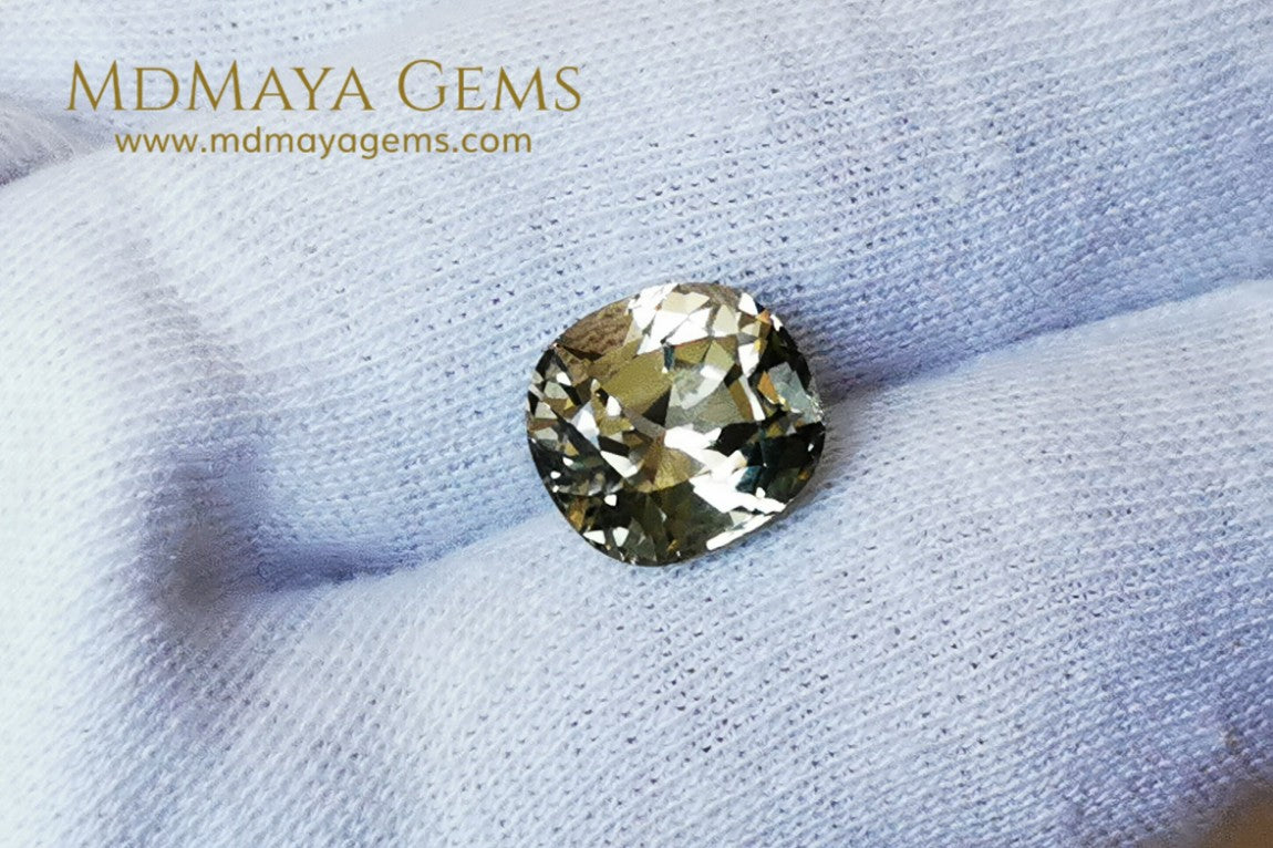 Elegant large golden tourmaline 5.25 ct cushion cut for sale MdMaya Gems