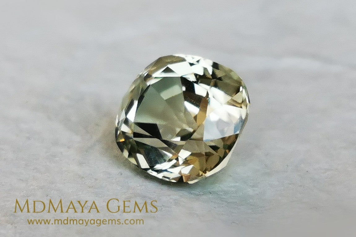 Elegant large golden tourmaline 5.25 ct cushion cut for sale MdMaya Gems