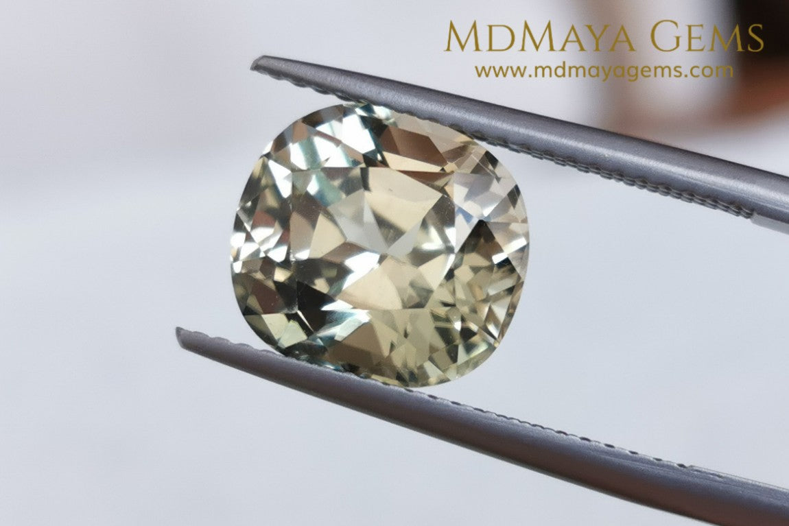 Elegant large golden tourmaline 5.25 ct cushion cut for sale MdMaya Gems