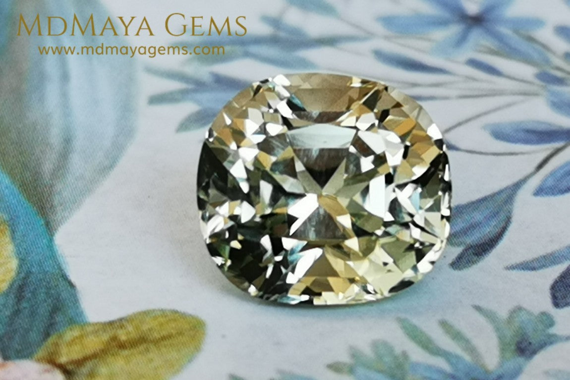 Elegant large golden tourmaline 5.25 ct cushion cut for sale MdMaya Gems