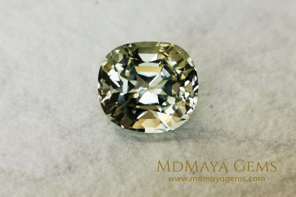 Elegant large golden tourmaline 5.25 ct cushion cut for sale MdMaya Gems