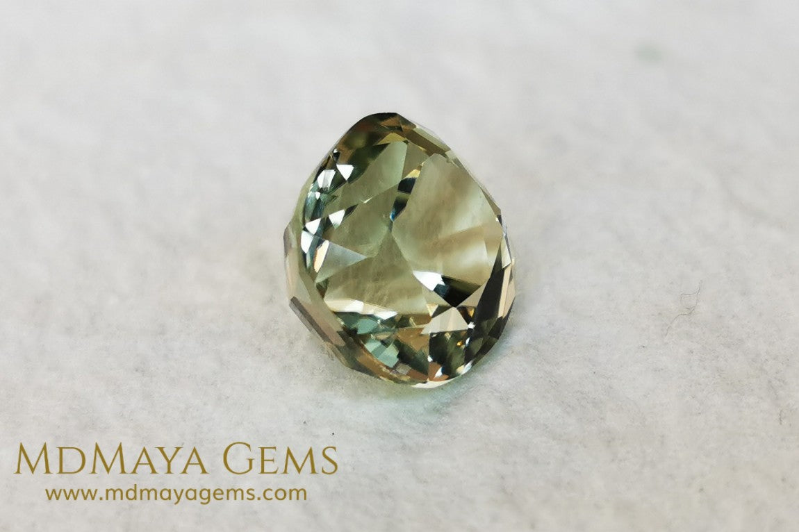 Elegant large golden tourmaline 5.25 ct cushion cut for sale MdMaya Gems
