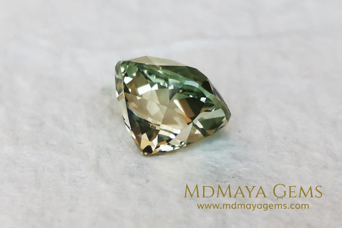 Elegant large golden tourmaline 5.25 ct cushion cut for sale MdMaya Gems
