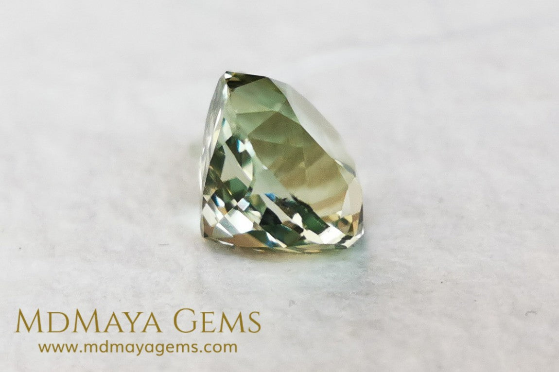 Elegant large golden tourmaline 5.25 ct cushion cut for sale MdMaya Gems
