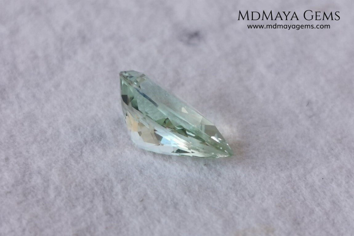 Light yellowish green Beryl. Pear cut, 2.87 ct. Elegant and bright natural gemstone, with excellent proportions and clarity. A beautiful and affordable untreated gemstone. 