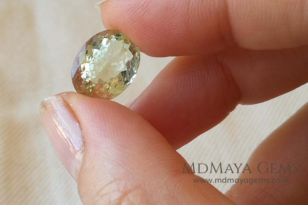 Green Yellow Beryl Gemstone Oval cut 5.33 ct