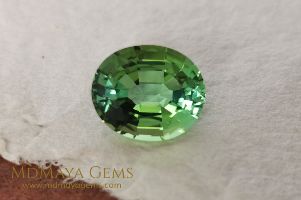 Vivid Green Tourmaline 4.14 ct oval cut