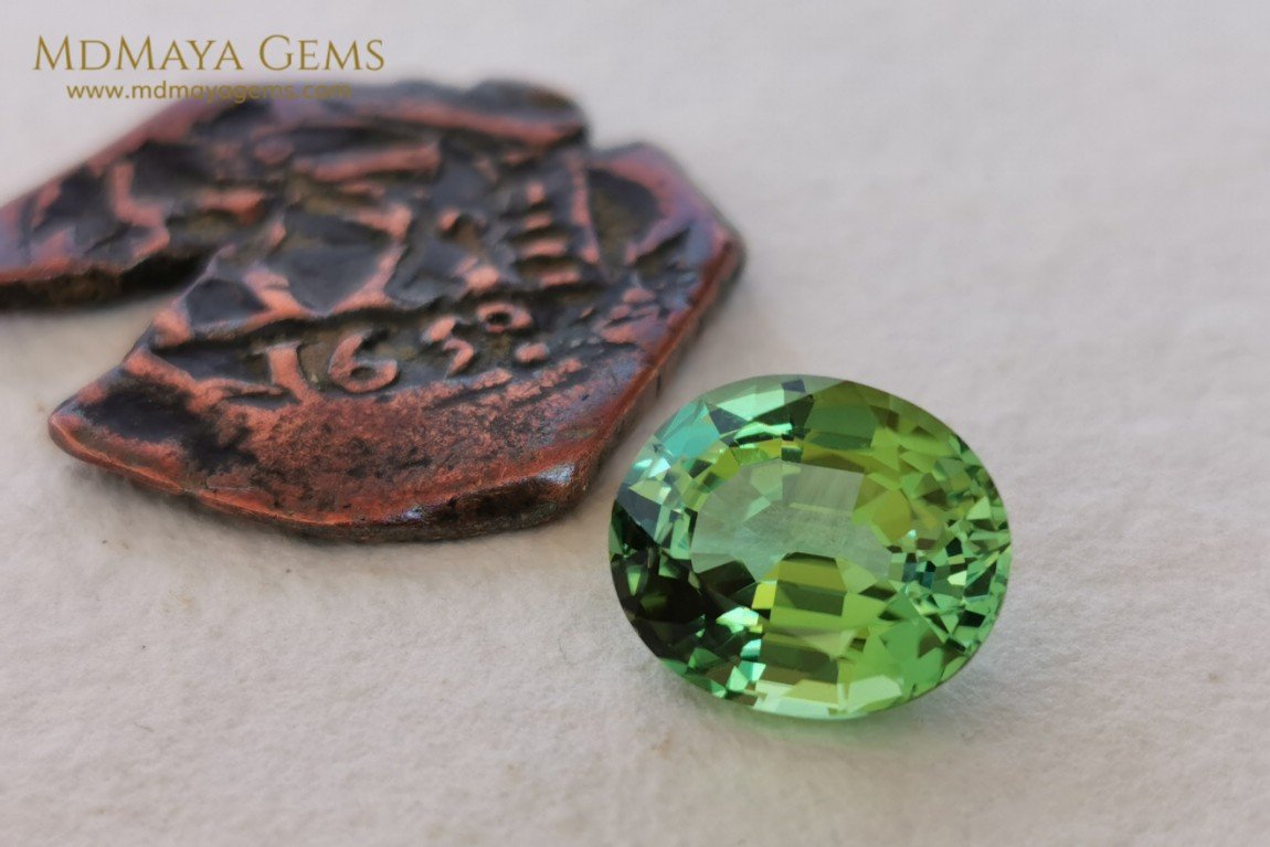 Vivid Green Tourmaline 4.14 ct oval cut
