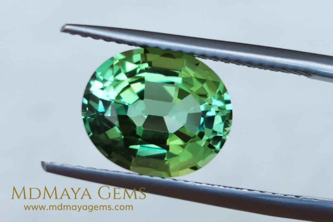 Vivid Green Tourmaline 4.14 ct oval cut